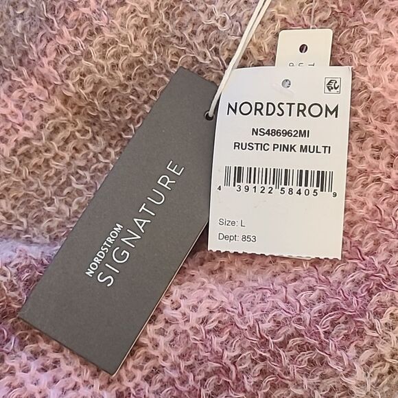 Nordstrom Signature Open Stitch Mock Neck Sweater Rustic Pink Multi Size L & XL - Picture 14 of 16